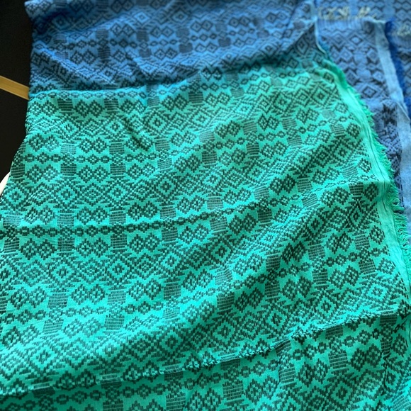 Pashmina Style Scarf/Wrap Blue and Green EUC - Picture 5 of 12